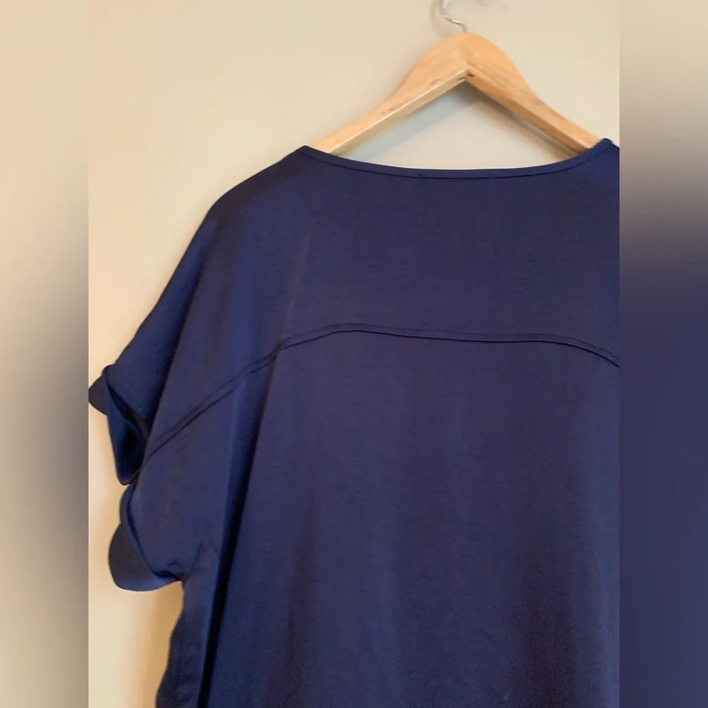 Peace of cloth satin v neck navy shirt dress - Picture 5 of 11